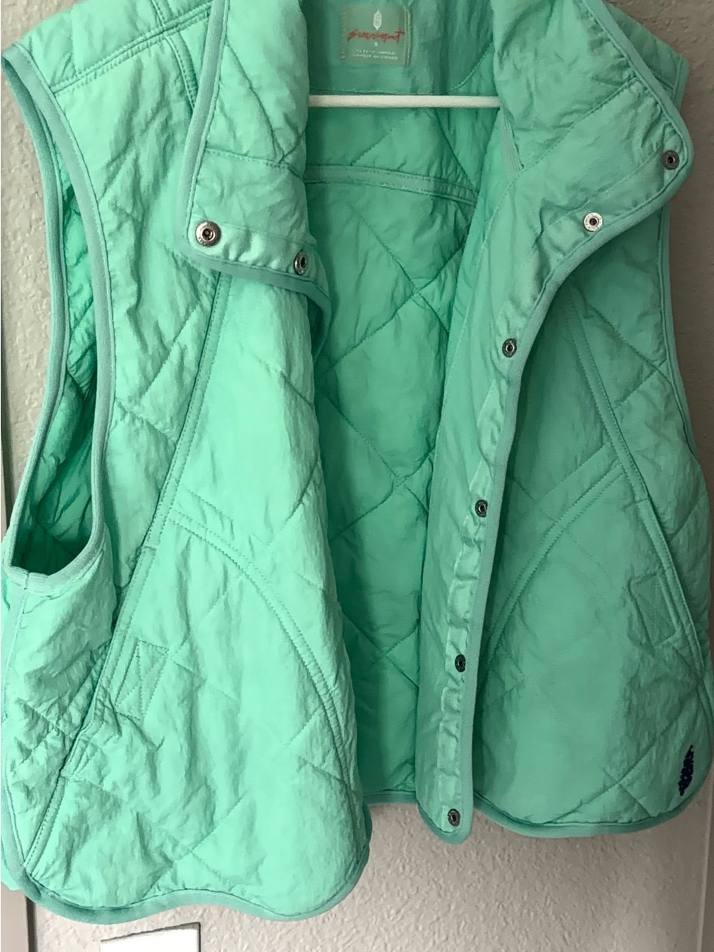 Free People Quilted Mint Green Sleeveless Vest